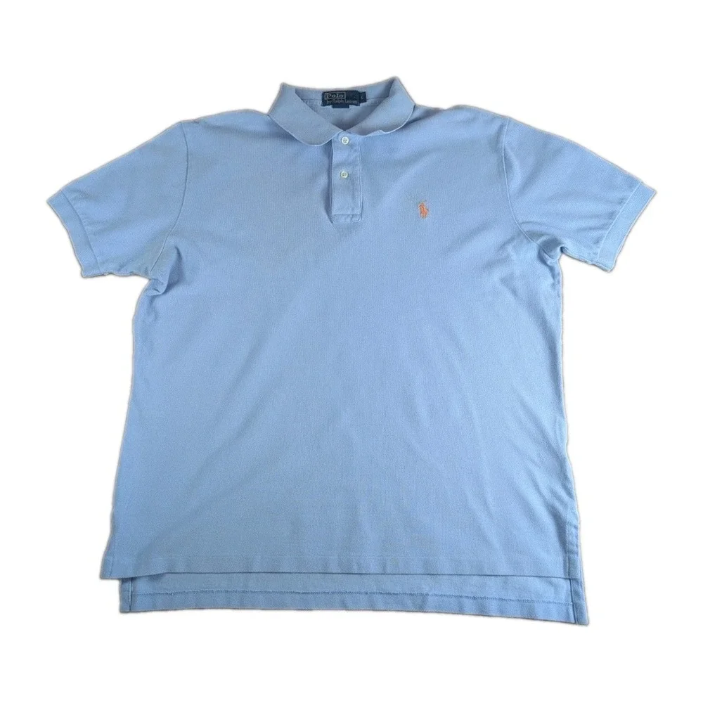 Polo Ralph Lauren Light Blue Pony Logo Short Sleeve Polo Shirt Men's Large